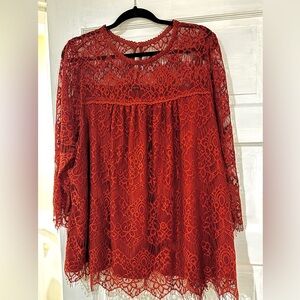 Blu Pepper Terracotta Lace Blouse